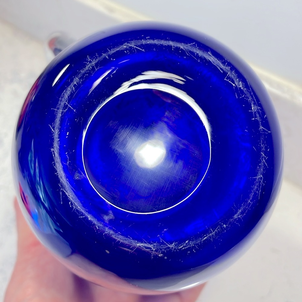 Vintage Cobalt Blue Art Deco Bubble Pitcher Louie Glass Co. Excellent Condition - Picture 10 of 14